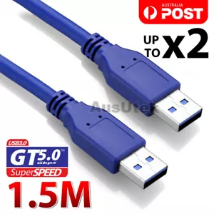 Fast USB 3.0 Data Extension Cable Type A Male to A Male M-M Connection Cord - Picture 1 of 4