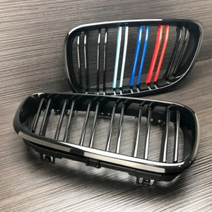 Rejillas para riñón M-color negro brillante con capucha delantera para BMW F22 M2 estilo - Imagen 1 de 4