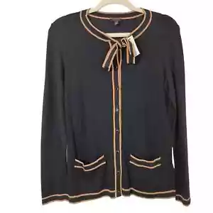 Talbots NWT Black Tan Long Sleeve Button down cardigan Women's sz XS - Picture 1 of 13