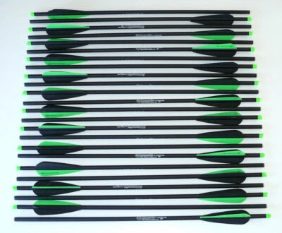 HOBO ARCHERY PRODUCTS 20" Carbon Crossbow Bolts Black/Green Parabolic Arrows 3,6,9,12,24 Hobo Archery