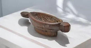 Antique Wooden Oval Kharal Opium Water Bowl Original Old Hand Carved - Picture 1 of 7
