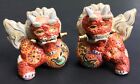 Pair Chinese FOO DOGS gilded gold moriage ART POTTERY lion guards port pottery