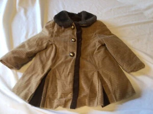 Vintage Kinder Cord Kunstfell Kleid Mantel ~ komplett gefüttert ~ braun ~ 3-4? - Bild 1 von 12