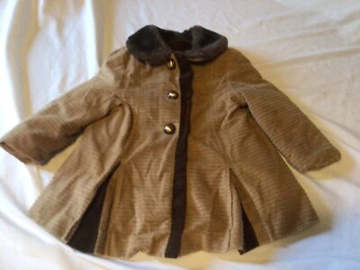 Vintage Childs Corduroy Faux Fur Dress Coat~Fully Lined~Brown~3-4? - Image 1 of 4