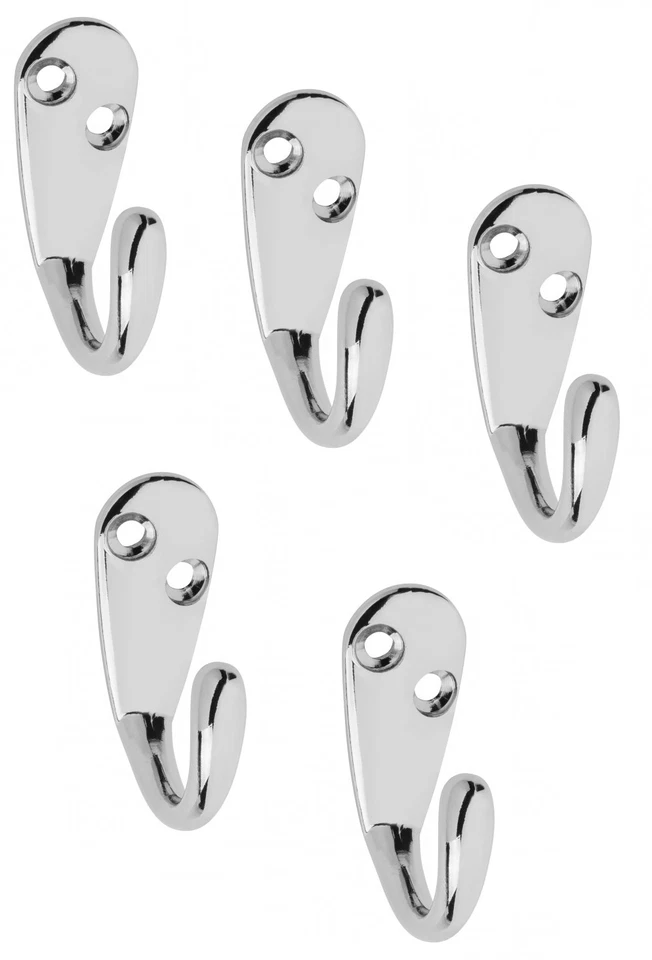 Gancio per Cappotto appendiabiti da parete Singolo Cromo Lucido Set 44x17 - Immagine 1 di 4