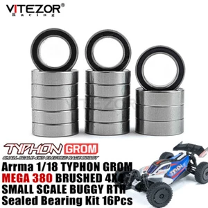 For Arrma 1/18 Typhon Grom MEGA 380 Brushed Buggy RTR Sealed Bearing Kit 16Pcs - Picture 1 of 7