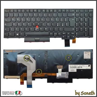 TASTIERA ITALIANA PER LENOVO THINKPAD T580 20L9 20LA NERA RETROILLUMINATA POINT - Immagine 1 di 3