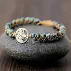 Natural Stone African Jasper Tree Of Life Handmade Braided Bead Healing Bracelet
