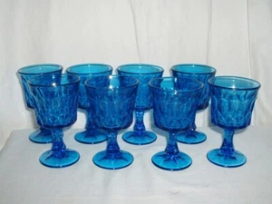 8 Noritake Perspective Blue Wine Glasses 4 7/8" - Picture 1 of 2