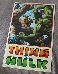 Póster de prensa pintado de Marvel Thing vs Hulk Battle 1991 Matt Wagner muy buen estado - Imagen 1 de 1