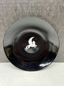 MCM Art Enamel on Copper Bowl Plate Pegasus Flying  Horse BLACK WHITE 6.75” - Picture 1 of 4
