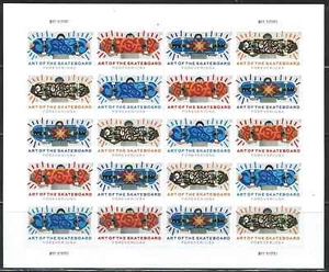 Mint US Art of the Skateboard Pane of 20 Forever Stamps Scott# 5763-5766 (MNH) - Picture 1 of 1