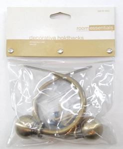 New Room Essentials Satin Brass Ball Decorative Holdbacks - Picture 1 of 3