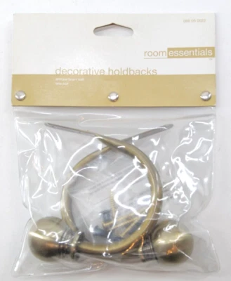 New Room Essentials Satin Brass Ball Decorative Holdbacks - Image 1 of 3
