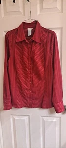 East 5th Blouse, Women's Size XL red Striped Long Sleeve, button up, EUC - Picture 1 of 5