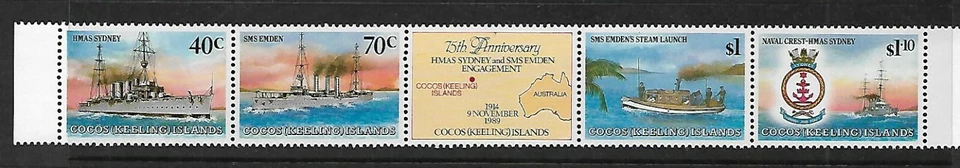 Sydney 1989 - Emden Strip of 5 completo MUH/MNH según escaneo  Foto 1 de 1