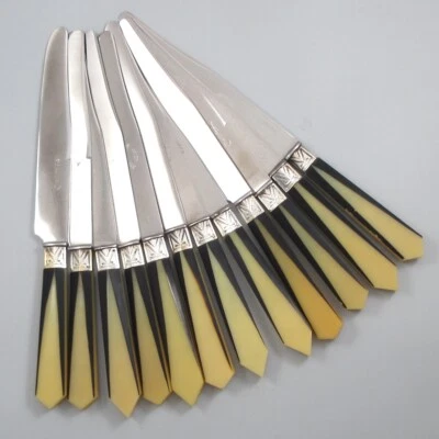 Cuchillos Art Deco franceses vintage juego Dumous Thiers acero inoxidable estampado 12 piezas Foto 1 de 4