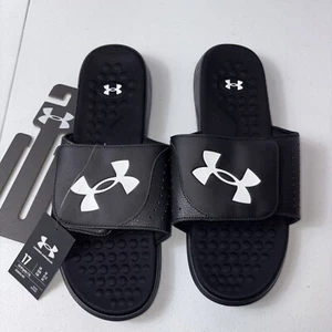 Under Armour IGNITE 7 Pro Black Slides Sandals NWT Size 17 - Picture 1 of 7