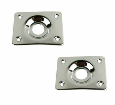 2PCS Chrome Guitar Jack Plate Curved Output Jack Plate Rectangle for Guitar Bass - Image 1 of 4