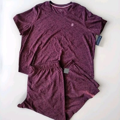 TOMMY HILFIGER Womens 2-piece Pajama Set shirt Pants TH Logo Plus size 1X Red - Image 1 of 4