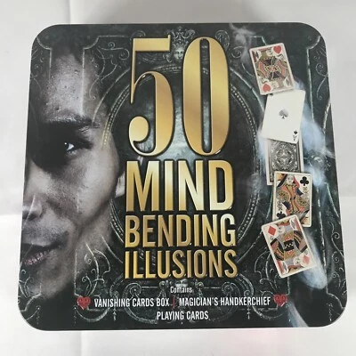 50 MIND BENDING ILLUSIONS Magic Playing Cards Metal TIN Igloobooks NIB SEALED - Image 1 of 3