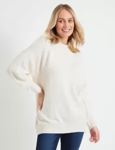 Cream Maple Funnel Neck Seam Jumper Size L - Picture 1 of 3