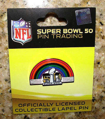 NFL 2016 SUPER BOWL 50 YEARS RAINBOW PIN FOOTBALL San Francisco California USA - Image 1 of 4
