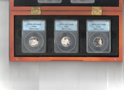 Set of 5 2008-S Proof Silver State Quarter ANACS PR70 DCAM Deep Cameo Display - Image 1 of 4
