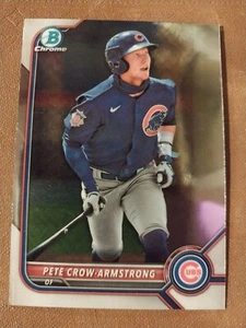 2022 PETE CROW ARMSTRONG BOWMAN CROMATA BASEBALL ROOKIE CARD RC #BCP-198 CUBS - Foto 1 di 2