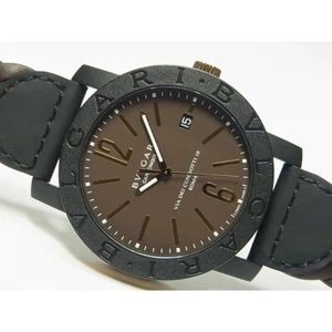 AUTENTICO OROLOGIO BVLGARI ORO CARBONIO MARRONE 40MM BBP40C11CGLD AUTOMATICO F/S - Foto 1 di 12