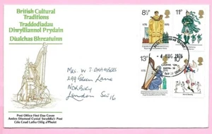 UFFICIO POSTALE 1976 FDC - TRADIZIONI CULTURALI BRITANNICHE - FDI CAERNARFON, Gwynedd - Foto 1 di 3