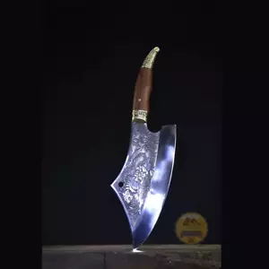 HANDMADE PROFESSIONAL HIGH CARBON STEEL CHEF KNIFE MEAT CLEAVER SLICER FULL TANG - Picture 1 of 10