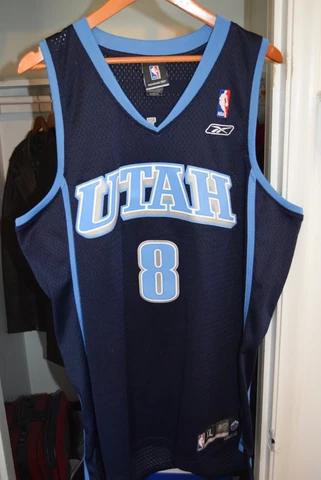 Deron Williams Sewn Logos Utah Jazz Reebok Jersey Adult Men's XL +2 Length Cover