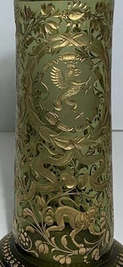 Antique BOHEMIAN ENGRAVED ANIMALS GLASS VASE 19th Century RENAISSANCE REVIVAL - Picture 1 of 11