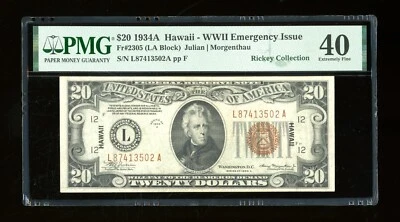 DBR 1934-A $20 FRN Hawaii Fr. 2305 PMG XF-40 Serial L87413502A - Image 1 of 2
