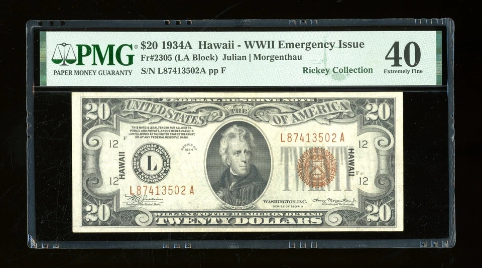DBR 1934-A $20 FRN Hawaii Fr. 2305 PMG XF-40 Serial L87413502A - Image 1 of 2