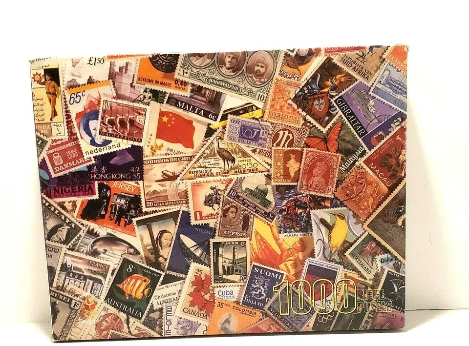 VTG 1998 Merrigold Press World Stamps 1000 Pc Puzzle New 21 X 27 See Pics/Desc - Image 1 of 4