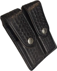 Previously Owned AKER 510-1 Double Magazine Pouch/Holder Basket Weave Leather - Picture 1 of 4