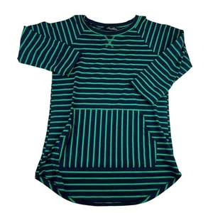 Camicia Hawthorne donna piccola verde blu a righe tasche manica lunga elasticizzata - Foto 1 di 9