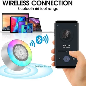 Mini Portable Bluetooth Shower Speaker Waterproof RGB Light Suction Bass - Picture 1 of 29