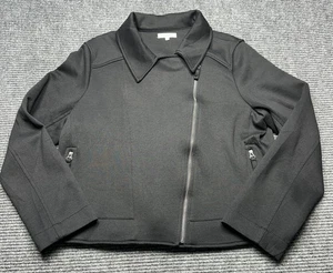 Max Studio London Jacket Womens XL Black Moto Biker Asymmetrical Zip Polyester - Picture 1 of 8