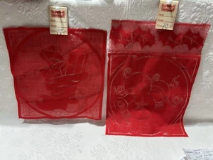 (2) Vintage T G & Y - Rot Spitze Weihnachten Quadrat Reste - Bild 1 von 9