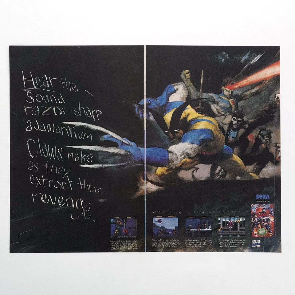 X-Men Sega Genensis 2 Page Print Advertisement Wolverine Cyclops Marvel Gambit - Image 1 of 4