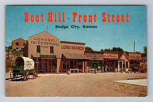 Dodge City KS-Kansas, réplica de Front Street, Boot Hill, postal antigua vintage - Imagen 1 de 2