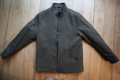 Коричневый Herringbone шерстяная смесь изумруд остров плетение молнии спереди куртка 40 средний - Изображение 1 из 4