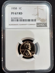 1958 Proof Lincoln Wheat Cent NGC PF 67 RD - Picture 1 of 2