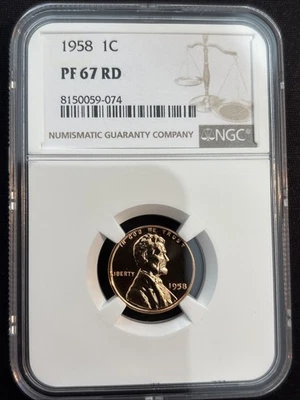 1958 Proof Lincoln Wheat Cent NGC PF 67 RD - Image 1 of 2