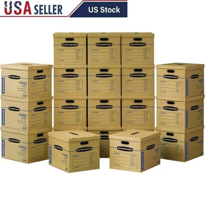 Durable Moving Boxes W/ Reinforced Handles Quick Access Stackable Reusable New - Image 1 of 4