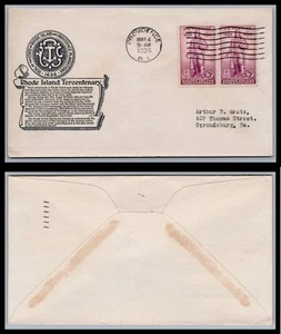 US FDC # 777 3c Rhode Island pair Anderson 1936, 9Q359 - Picture 1 of 1