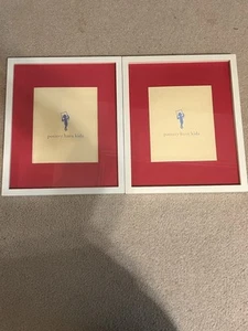 2 Pottery Barn Kids Wood White Frame 17" x 14" Red Mat holds 8" x 10" picture - Picture 1 of 13